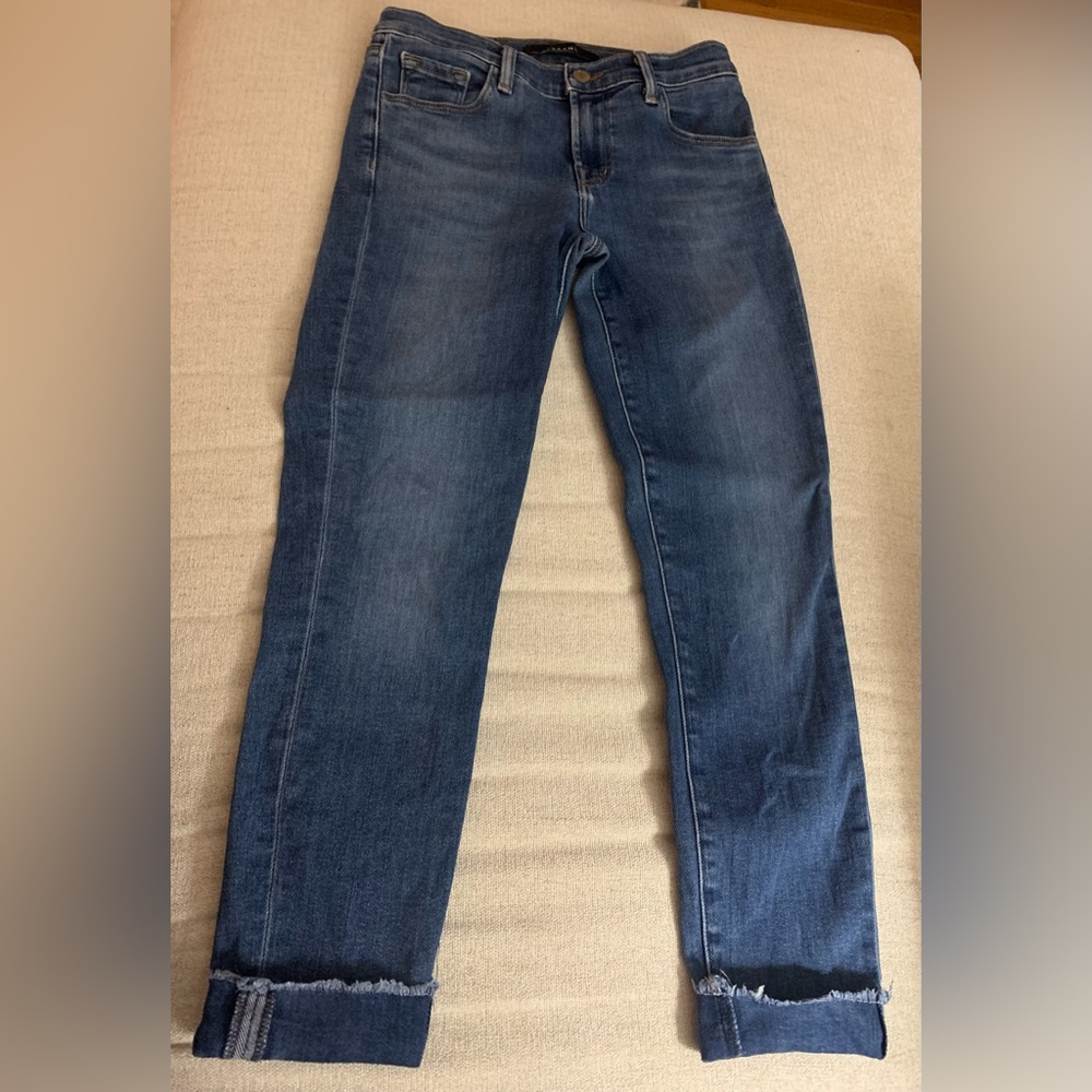 J brand Denim jeans Frayed Rolled Edge Sz 25 Cut 14888 Medium Wash